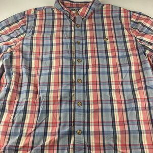 Duluth Trading Shirt Mens 2XL Plaid Red Blue Long Sleeve Button Down Workwear